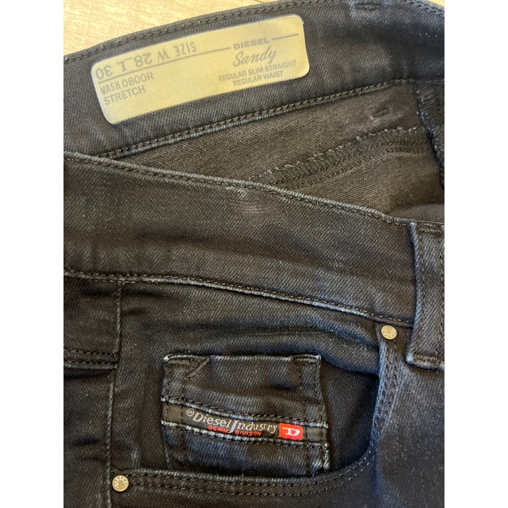 Diesel Sandy Regular Slim-Straight‎ Black Stretch Jeans Wash 0800R Size 28 L 30